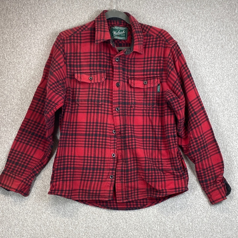 Vtg Woolrich shacket M thick cotton flannel tartan plaid pockets lumberjack